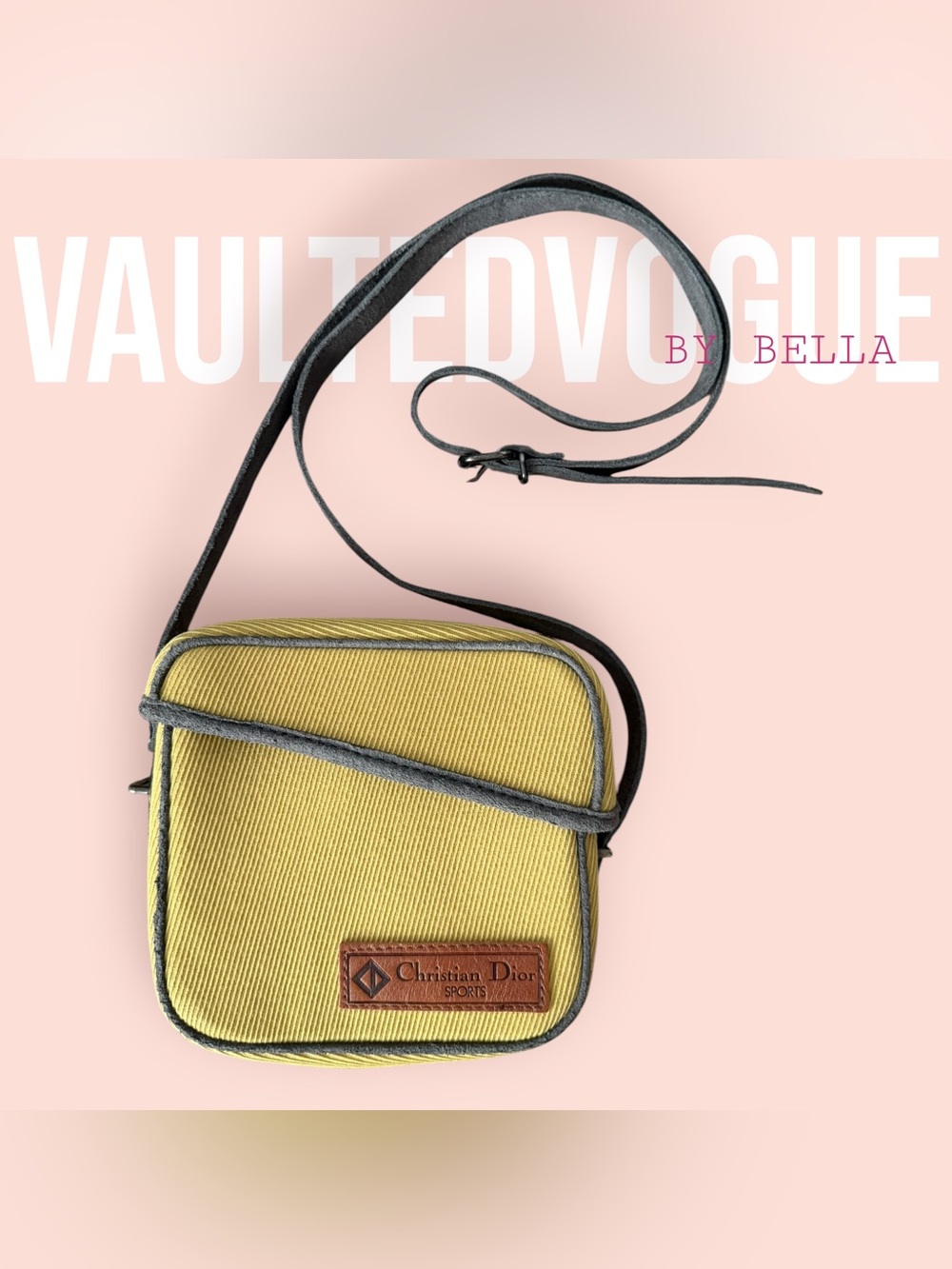 Dior Yellow Canvas Crossbody Bag with Gray Trim